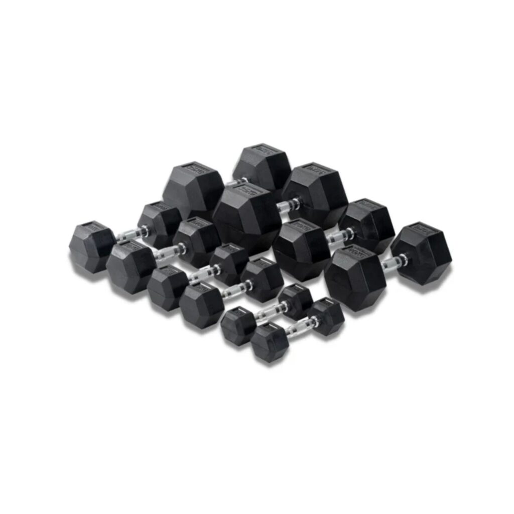 5 Dumbbells pair on the floor