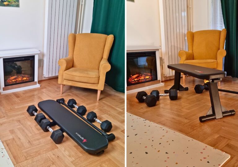 home gym setup in the living room