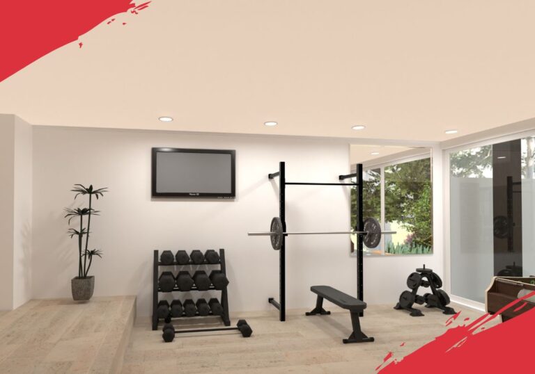 Home gym setup on the wall